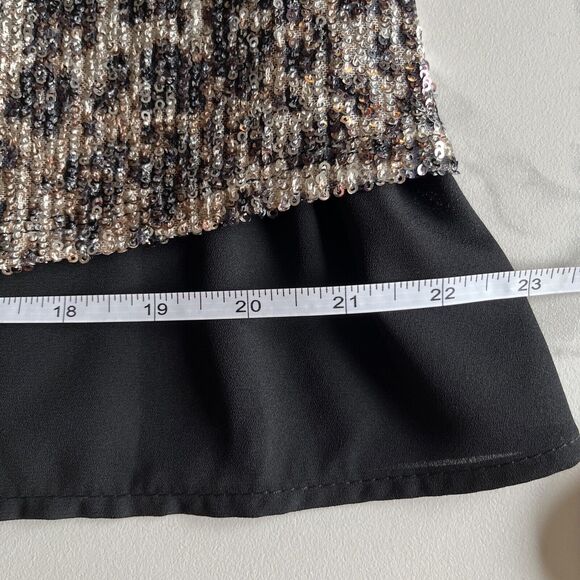 12PM by Mon Ami womens sequined tank top blouse shirt formal beige black small - Picture 14 of 14